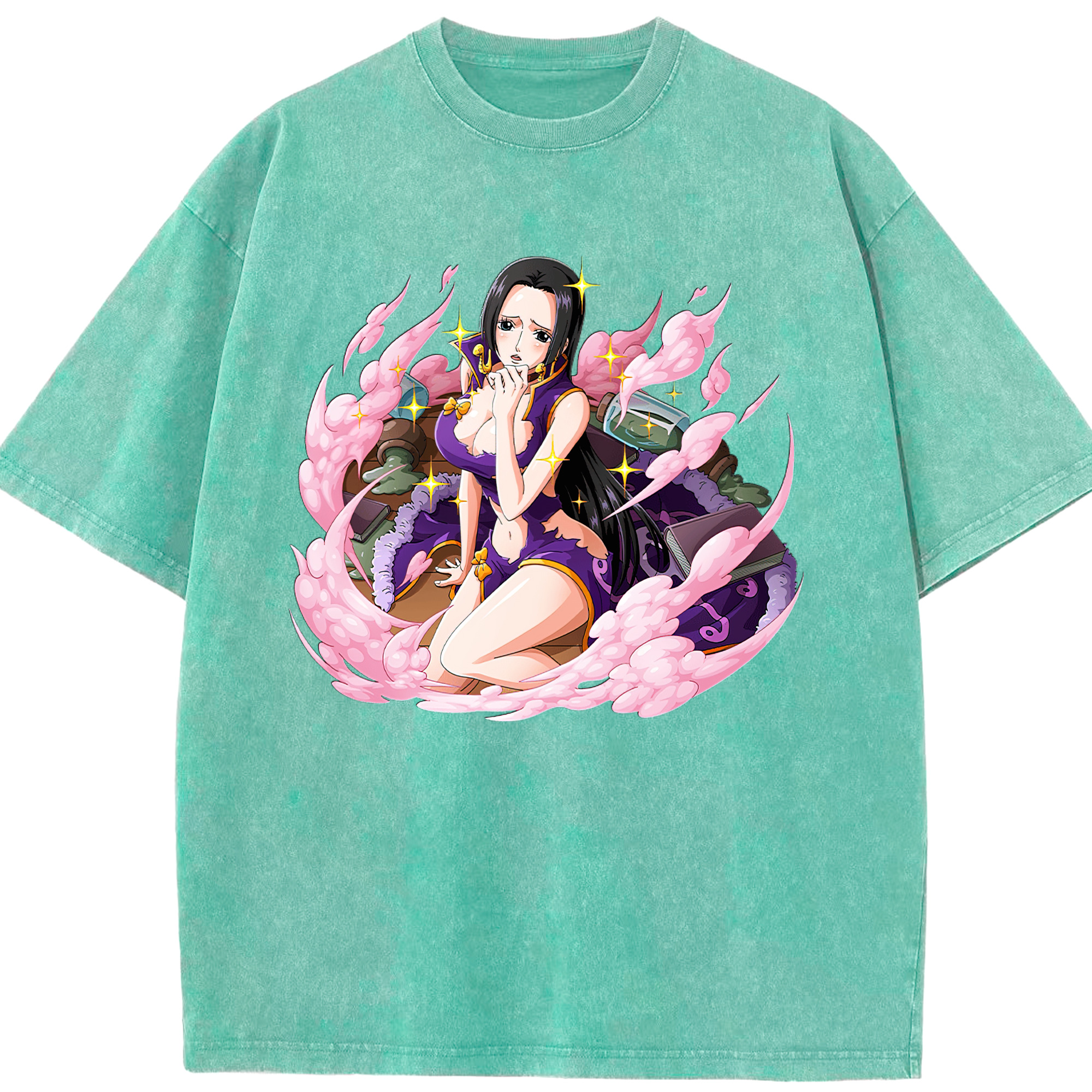ワンピース ボア・ハンコック ONE PIECE Boa·Hancock 綿100% ヴィンテージ風 半袖Tシャツ（フロントプリント）